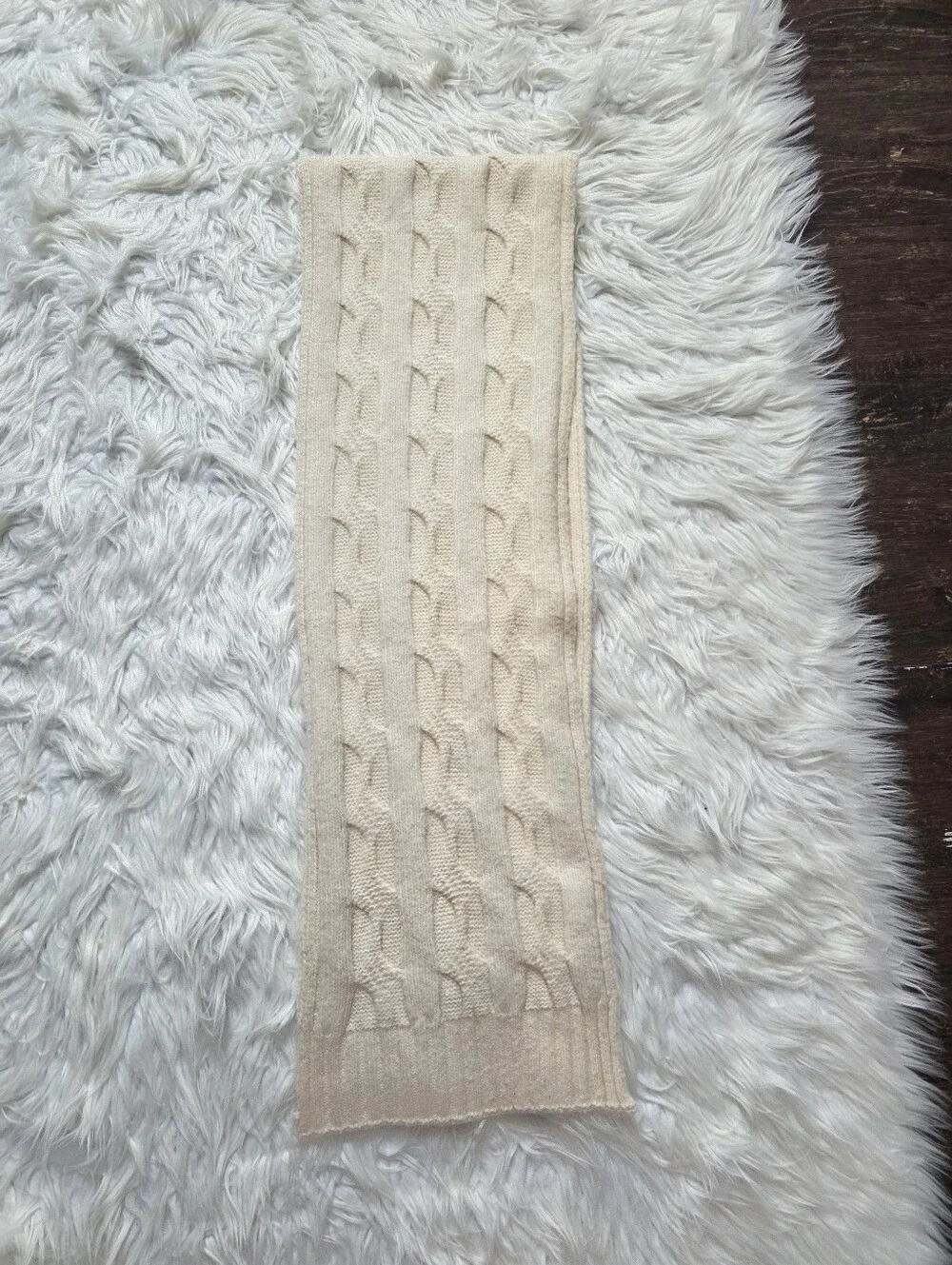 Frye Neutral Cable Knit Cream Scarf